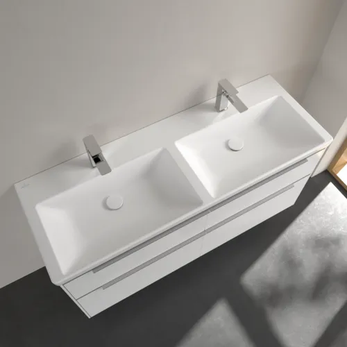 Bild von VILLEROY BOCH Subway 3.0 Schrank-Doppelwaschtisch, 1300 x 475 x 165 mm, Stone White CeramicPlus, ohne Überlauf #4A71D1RW