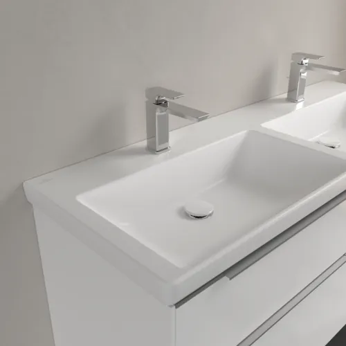 Bild von VILLEROY BOCH Subway 3.0 Schrank-Doppelwaschtisch, 1300 x 475 x 165 mm, Stone White CeramicPlus, ohne Überlauf #4A71D1RW