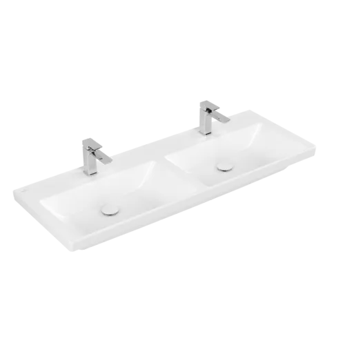 Bild von VILLEROY BOCH Subway 3.0 Schrank-Doppelwaschtisch, 1300 x 475 x 165 mm, Stone White CeramicPlus, ohne Überlauf #4A71D1RW