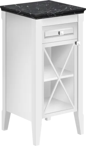 Bild von VILLEROY BOCH Hommage Seitenschrank, 1 Tür, 1 Schublade, 442 x 850 x 432 mm, White Matt Lacquer/Black Marble / White Matt Lacquer/Black Marble #89642001