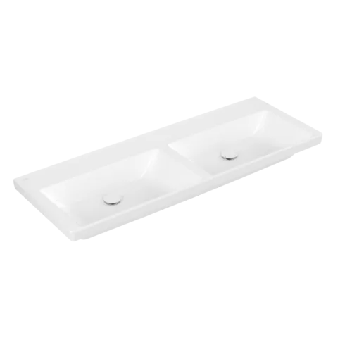 Bild von VILLEROY BOCH Subway 3.0 Schrank-Doppelwaschtisch, 1300 x 475 x 165 mm, Stone White CeramicPlus, ohne Überlauf #4A71D3RW