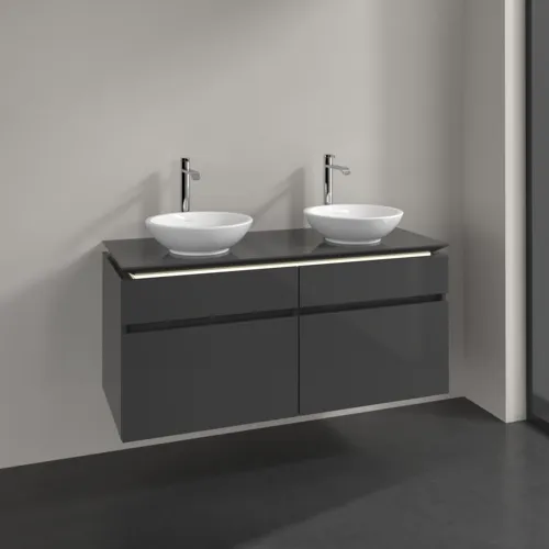 Bild von VILLEROY BOCH Legato Waschbeckenunterschrank, mit Beleuchtung, 4 Auszüge, 1200 x 550 x 500 mm, Glossy Grey / Glossy Grey #B584L0FP