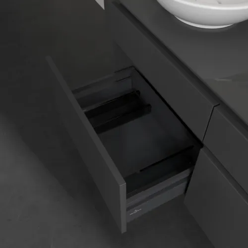 Bild von VILLEROY BOCH Legato Waschbeckenunterschrank, mit Beleuchtung, 4 Auszüge, 1200 x 550 x 500 mm, Glossy Grey / Glossy Grey #B584L0FP