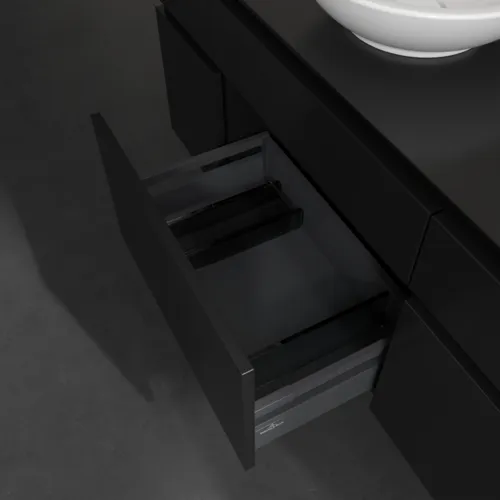 Bild von VILLEROY BOCH Legato Waschbeckenunterschrank, mit Beleuchtung, 5 Auszüge, 1200 x 550 x 500 mm, Black Matt Lacquer / Black Matt Lacquer #B578L0PD