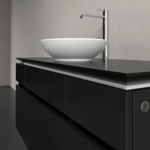 Bild von VILLEROY BOCH Legato Waschbeckenunterschrank, mit Beleuchtung, 5 Auszüge, 1200 x 550 x 500 mm, Black Matt Lacquer / Black Matt Lacquer #B578L0PD