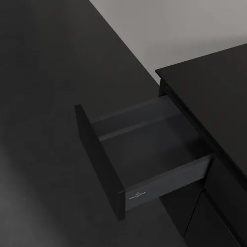 Bild von VILLEROY BOCH Legato Waschbeckenunterschrank, mit Beleuchtung, 5 Auszüge, 1200 x 550 x 500 mm, Black Matt Lacquer / Black Matt Lacquer #B578L0PD