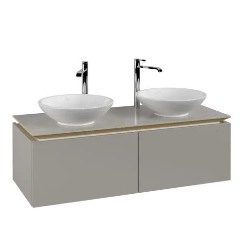Bild von VILLEROY BOCH Legato Waschbeckenunterschrank, 2 Auszüge, 1200 x 380 x 500 mm, Soft Grey / Soft Grey #B58300VK