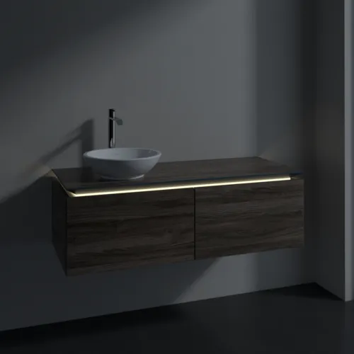 Bild von VILLEROY BOCH Legato Waschbeckenunterschrank, mit Beleuchtung, 2 Auszüge, 1200 x 380 x 500 mm, Stone Oak / Stone Oak #B579L0RK