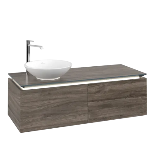 Bild von VILLEROY BOCH Legato Waschbeckenunterschrank, mit Beleuchtung, 2 Auszüge, 1200 x 380 x 500 mm, Stone Oak / Stone Oak #B579L0RK