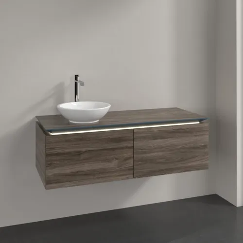 Bild von VILLEROY BOCH Legato Waschbeckenunterschrank, mit Beleuchtung, 2 Auszüge, 1200 x 380 x 500 mm, Stone Oak / Stone Oak #B579L0RK