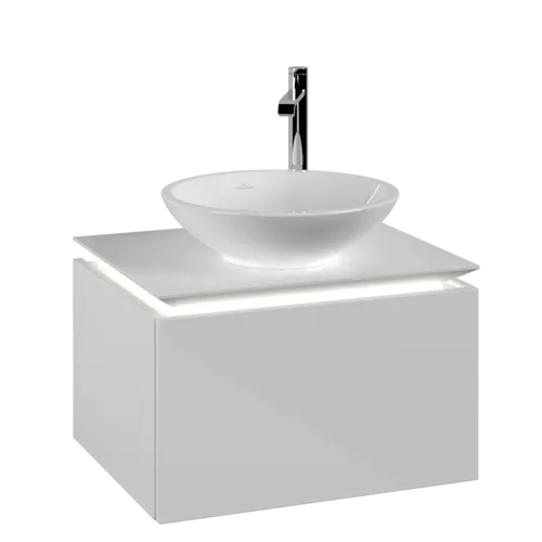 Bild von VILLEROY BOCH Legato Waschbeckenunterschrank, mit Beleuchtung, 1 Auszug, 600 x 380 x 500 mm, Glossy White / Glossy White #B567L0DH