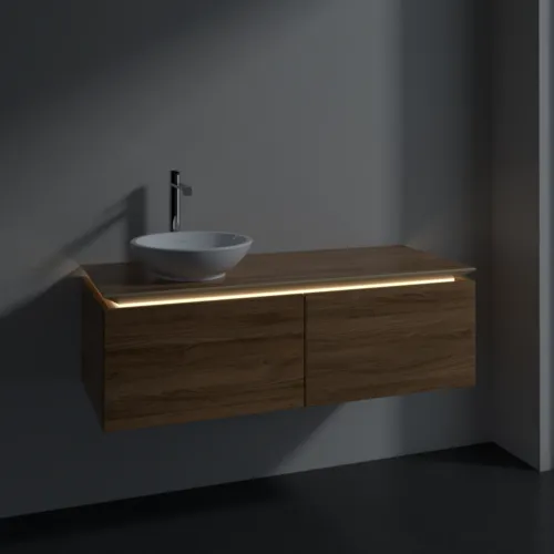 Bild von VILLEROY BOCH Legato Waschbeckenunterschrank, mit Beleuchtung, 2 Auszüge, 1200 x 380 x 500 mm, Kansas Oak / Kansas Oak #B579L0RH