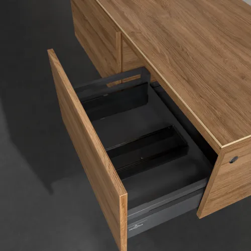 Bild von VILLEROY BOCH Legato Waschbeckenunterschrank, mit Beleuchtung, 2 Auszüge, 1200 x 380 x 500 mm, Kansas Oak / Kansas Oak #B579L0RH
