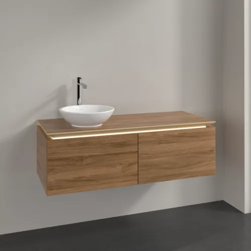 Bild von VILLEROY BOCH Legato Waschbeckenunterschrank, mit Beleuchtung, 2 Auszüge, 1200 x 380 x 500 mm, Kansas Oak / Kansas Oak #B579L0RH