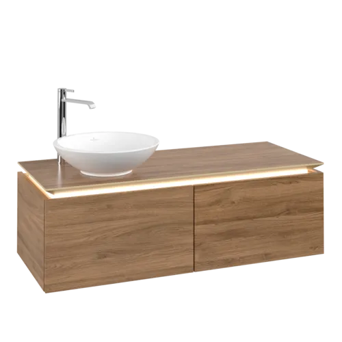 Bild von VILLEROY BOCH Legato Waschbeckenunterschrank, mit Beleuchtung, 2 Auszüge, 1200 x 380 x 500 mm, Kansas Oak / Kansas Oak #B579L0RH
