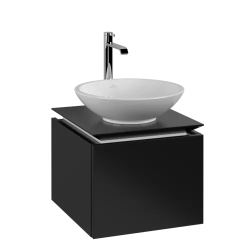 Bild von VILLEROY BOCH Legato Waschbeckenunterschrank, 1 Auszug, 450 x 380 x 500 mm, Black Matt Lacquer / Black Matt Lacquer #B56500PD
