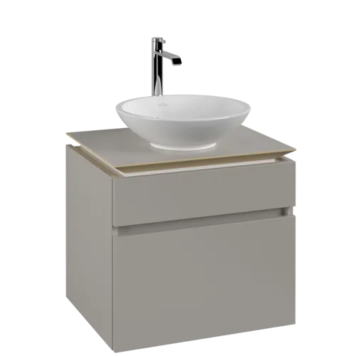Bild von VILLEROY BOCH Legato Waschbeckenunterschrank, 2 Auszüge, 600 x 550 x 500 mm, Soft Grey / Soft Grey #B56800VK