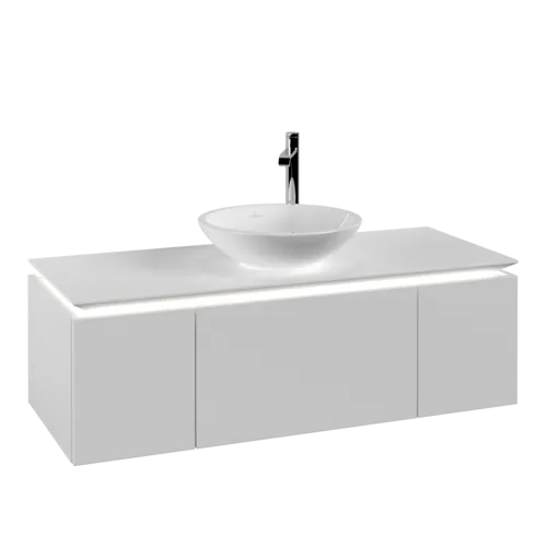 Bild von VILLEROY BOCH Legato Waschbeckenunterschrank, mit Beleuchtung, 3 Auszüge, 1200 x 380 x 500 mm, White Matt / White Matt #B577L0MS
