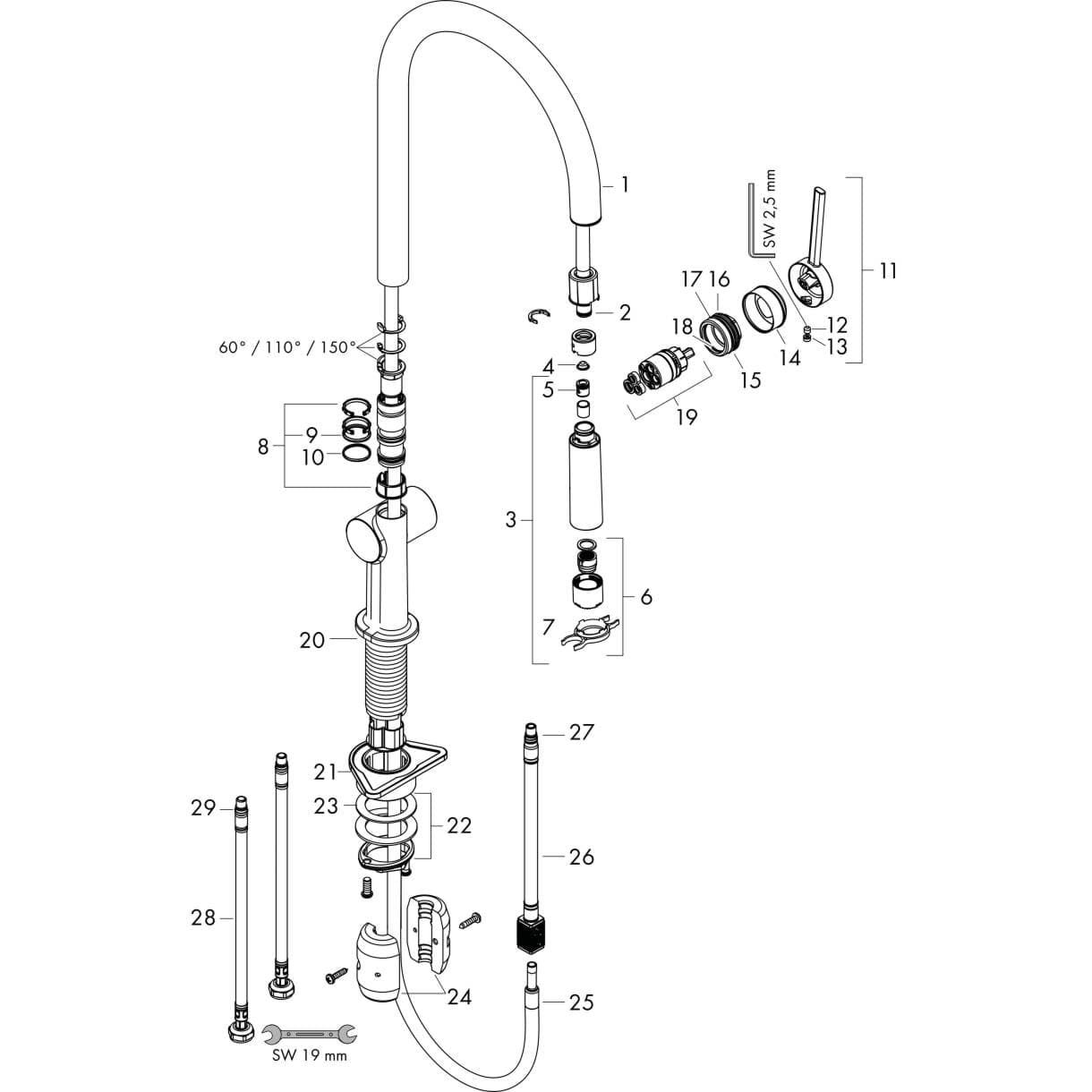 Bild von HANSGROHE Talis M54 Single lever kitchen mixer 210, pull-out spray, 2jet Matt Black 72800670