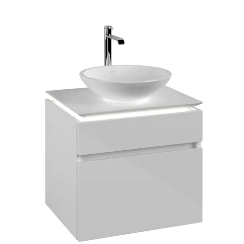 Bild von VILLEROY BOCH Legato Waschbeckenunterschrank, mit Beleuchtung, 2 Auszüge, 600 x 550 x 500 mm, Glossy White / Glossy White #B568L0DH