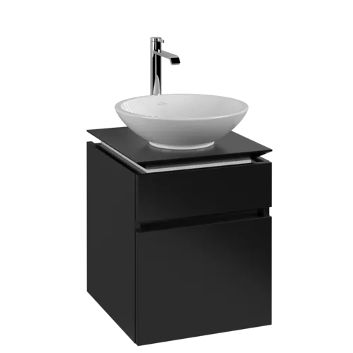 Bild von VILLEROY BOCH Legato Waschbeckenunterschrank, 2 Auszüge, 450 x 550 x 500 mm, Black Matt Lacquer / Black Matt Lacquer #B56600PD