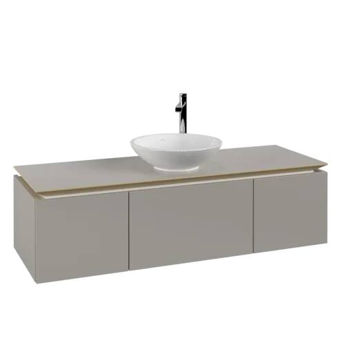 Bild von VILLEROY BOCH Legato Waschbeckenunterschrank, 3 Auszüge, 1400 x 380 x 500 mm, Soft Grey / Soft Grey #B58500VK