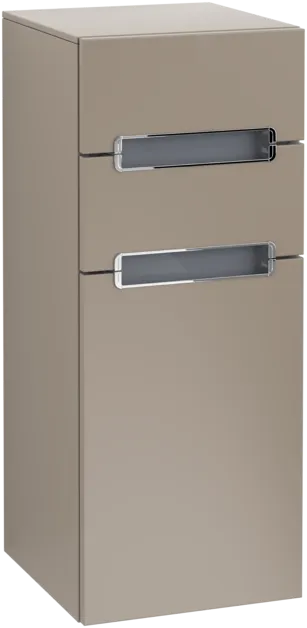 Bild von VILLEROY BOCH Subway 2.0 Seitenschrank, 1 Tür, 2 Schubladen, 356 x 857 x 370 mm, Truffle Grey / Glass White #A7131SVG