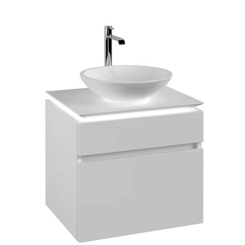 Bild von VILLEROY BOCH Legato Waschbeckenunterschrank, mit Beleuchtung, 2 Auszüge, 600 x 550 x 500 mm, White Matt / White Matt #B568L0MS
