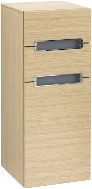 Bild von VILLEROY BOCH Subway 2.0 Seitenschrank, 1 Tür, 2 Schubladen, 356 x 857 x 370 mm, Nordic Oak / Glass White #A7131SVJ