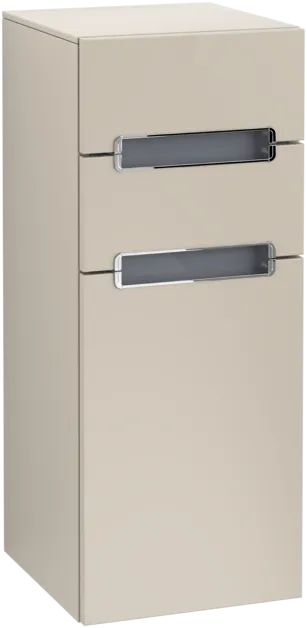 Bild von VILLEROY BOCH Subway 2.0 Seitenschrank, 1 Tür, 2 Schubladen, 356 x 857 x 370 mm, Soft Grey / Glass White #A7131SVK
