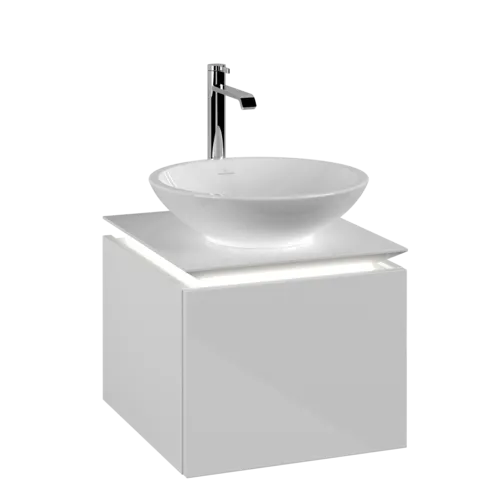 Bild von VILLEROY BOCH Legato Waschbeckenunterschrank, mit Beleuchtung, 1 Auszug, 450 x 380 x 500 mm, Glossy White / Glossy White #B565L0DH