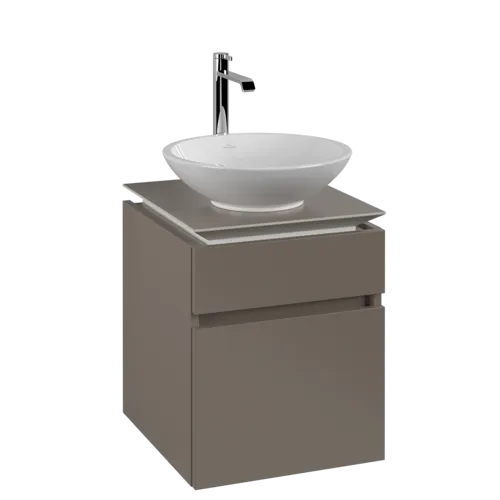 Bild von VILLEROY BOCH Legato Waschbeckenunterschrank, 2 Auszüge, 450 x 550 x 500 mm, Truffle Grey / Truffle Grey #B56600VG