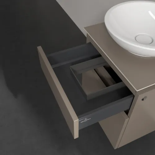 Bild von VILLEROY BOCH Legato Waschbeckenunterschrank, 2 Auszüge, 450 x 550 x 500 mm, Truffle Grey / Truffle Grey #B56600VG