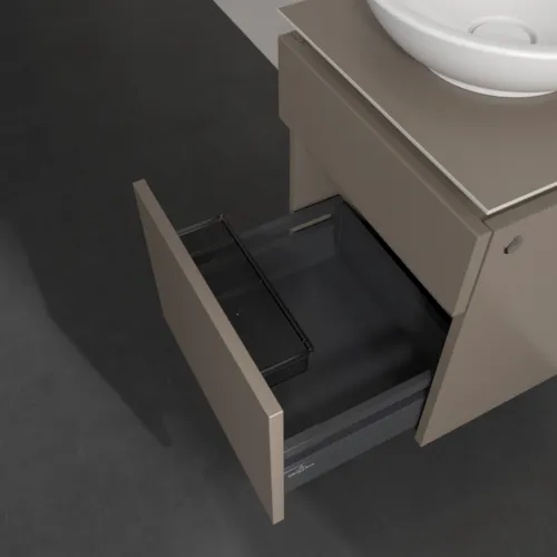 Bild von VILLEROY BOCH Legato Waschbeckenunterschrank, 2 Auszüge, 450 x 550 x 500 mm, Truffle Grey / Truffle Grey #B56600VG