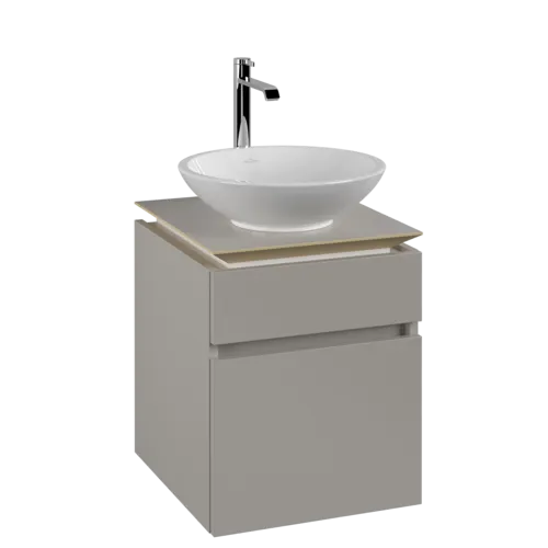 Bild von VILLEROY BOCH Legato Waschbeckenunterschrank, 2 Auszüge, 450 x 550 x 500 mm, Soft Grey / Soft Grey #B56600VK