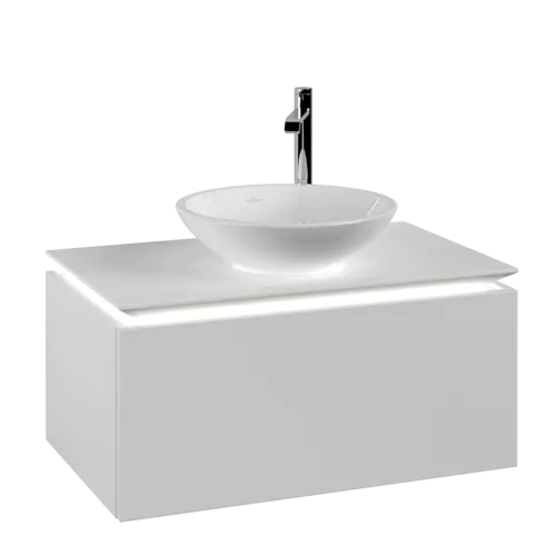 Bild von VILLEROY BOCH Legato Waschbeckenunterschrank, mit Beleuchtung, 1 Auszug, 800 x 380 x 500 mm, White Matt / White Matt #B569L0MS