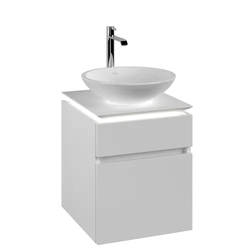 Bild von VILLEROY BOCH Legato Waschbeckenunterschrank, mit Beleuchtung, 2 Auszüge, 450 x 550 x 500 mm, White Matt / White Matt #B566L0MS
