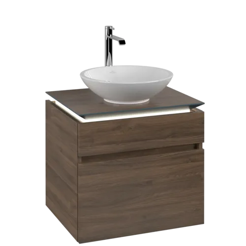 Bild von VILLEROY BOCH Legato Waschbeckenunterschrank, mit Beleuchtung, 2 Auszüge, 600 x 550 x 500 mm, Arizona Oak / Arizona Oak #B568L0VH