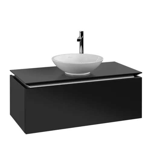 Bild von VILLEROY BOCH Legato Waschbeckenunterschrank, 1 Auszug, 1000 x 380 x 500 mm, Black Matt Lacquer / Black Matt Lacquer #B57100PD