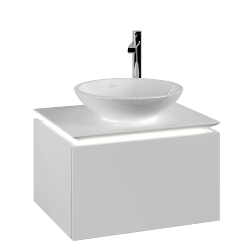 Bild von VILLEROY BOCH Legato Waschbeckenunterschrank, mit Beleuchtung, 1 Auszug, 600 x 380 x 500 mm, White Matt / White Matt #B567L0MS