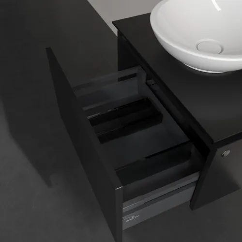 Bild von VILLEROY BOCH Legato Waschbeckenunterschrank, mit Beleuchtung, 1 Auszug, 600 x 380 x 500 mm, Black Matt Lacquer / Black Matt Lacquer #B567L0PD