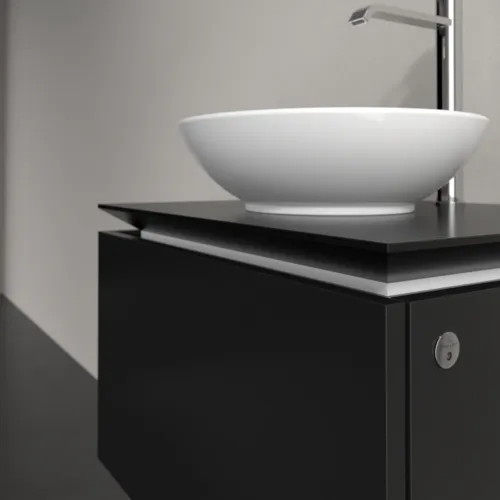 Bild von VILLEROY BOCH Legato Waschbeckenunterschrank, mit Beleuchtung, 1 Auszug, 600 x 380 x 500 mm, Black Matt Lacquer / Black Matt Lacquer #B567L0PD