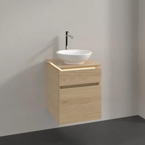 Bild von VILLEROY BOCH Legato Waschbeckenunterschrank, mit Beleuchtung, 2 Auszüge, 450 x 550 x 500 mm, Nordic Oak / Nordic Oak #B566L0VJ