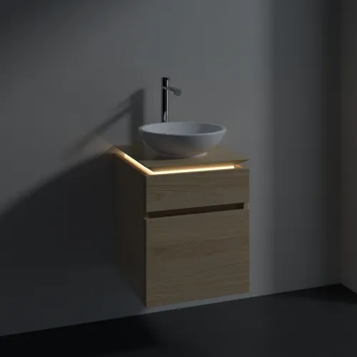 Bild von VILLEROY BOCH Legato Waschbeckenunterschrank, mit Beleuchtung, 2 Auszüge, 450 x 550 x 500 mm, Nordic Oak / Nordic Oak #B566L0VJ