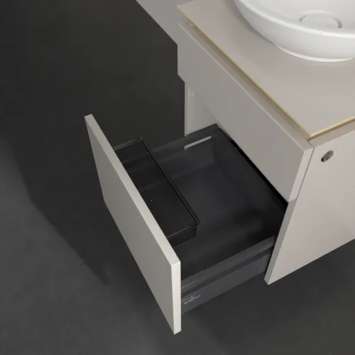 Bild von VILLEROY BOCH Legato Waschbeckenunterschrank, mit Beleuchtung, 2 Auszüge, 450 x 550 x 500 mm, Soft Grey / Soft Grey #B566L0VK