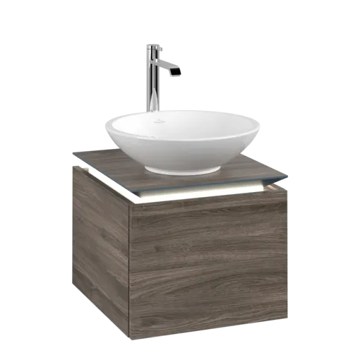 Bild von VILLEROY BOCH Legato Waschbeckenunterschrank, mit Beleuchtung, 1 Auszug, 450 x 380 x 500 mm, Stone Oak / Stone Oak #B565L0RK