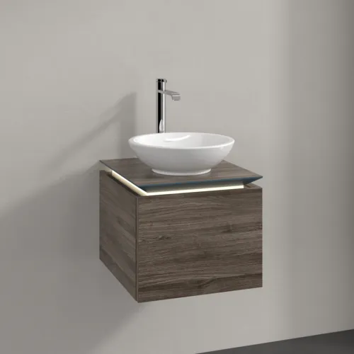 Bild von VILLEROY BOCH Legato Waschbeckenunterschrank, mit Beleuchtung, 1 Auszug, 450 x 380 x 500 mm, Stone Oak / Stone Oak #B565L0RK
