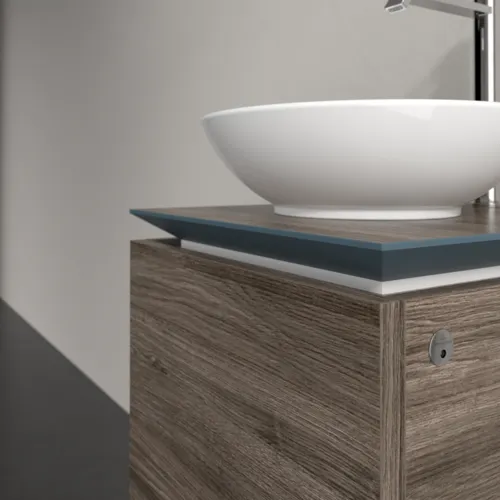 Bild von VILLEROY BOCH Legato Waschbeckenunterschrank, mit Beleuchtung, 1 Auszug, 450 x 380 x 500 mm, Stone Oak / Stone Oak #B565L0RK