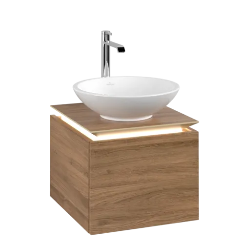 Bild von VILLEROY BOCH Legato Waschbeckenunterschrank, mit Beleuchtung, 1 Auszug, 450 x 380 x 500 mm, Kansas Oak / Kansas Oak #B565L0RH