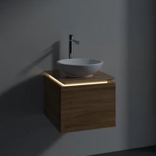 Bild von VILLEROY BOCH Legato Waschbeckenunterschrank, mit Beleuchtung, 1 Auszug, 450 x 380 x 500 mm, Kansas Oak / Kansas Oak #B565L0RH